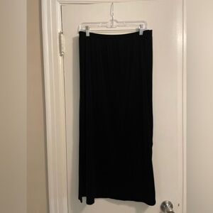Vintage Joanna Black Velvet Midi Skirt Side Slits Made in USA Size Extra Large